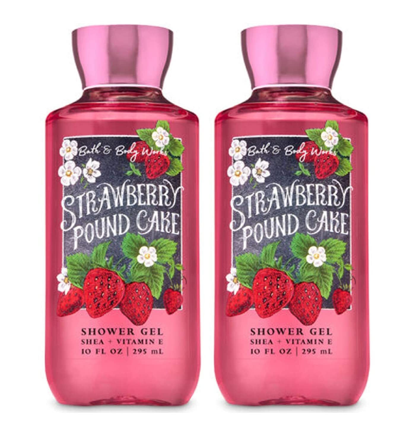 Bath & Body Works Strawberry Pound Cake Shower Gel 10 Oz 2 Pack (Strawberry Pound Cake)