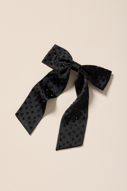 Mary Rhinestones Satin Bow Barrette