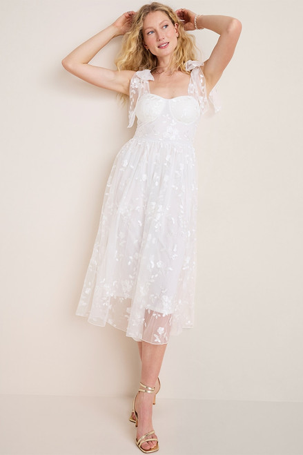 Julie Embroidered Tulle Midi Dress