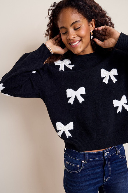 Vicky Bow Print Pullover Sweater