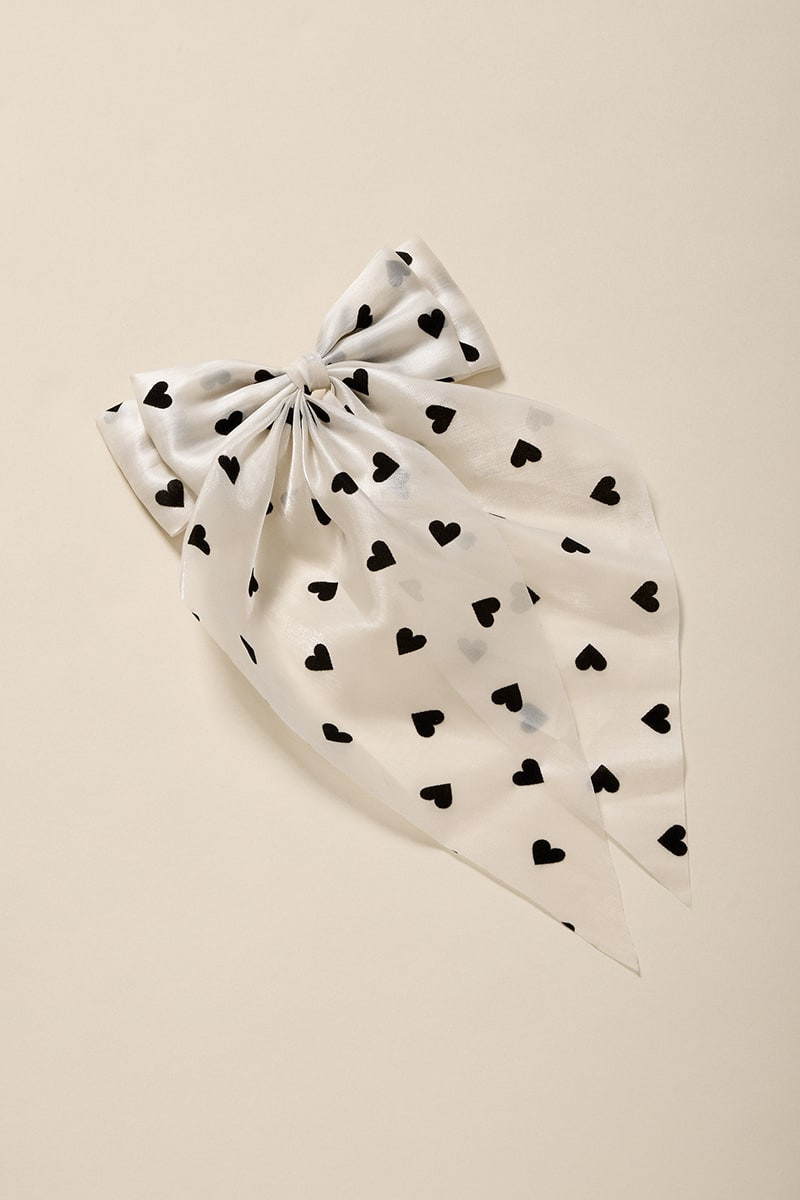 Jessica Heart Print Bow Hair Barrette
