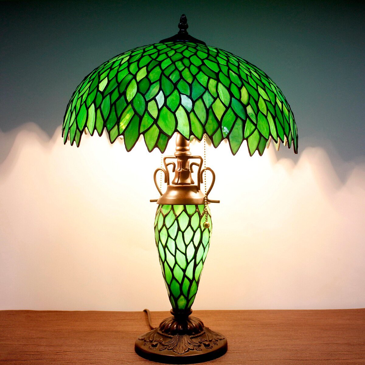 Tiffany Style Rustic Large Table Lamp With Nightlight 24