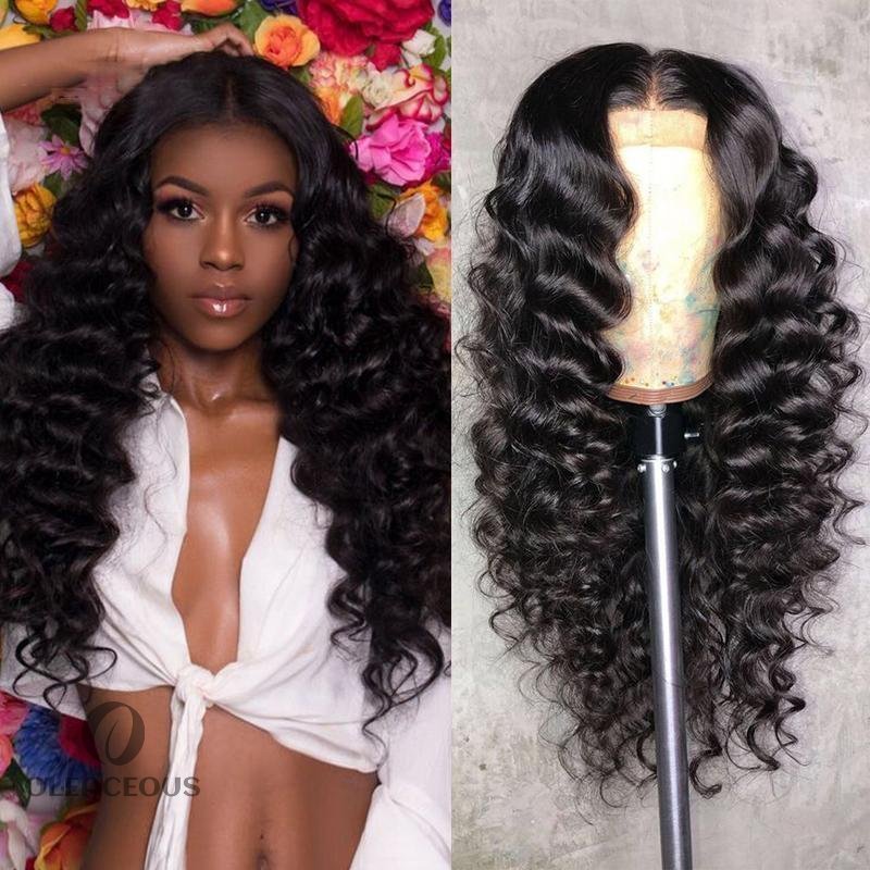 Water Wave Lace Front Long Hair Wigs  Hair 13x6 Lace Frontal Wig Preplucked Bleached Knots 130% Bouncy Curly Wig