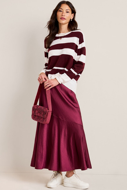 Melody Asymmetrical Satin Midi Skirt