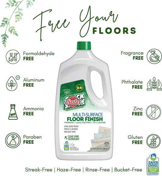 Multi Surface Floor Finish 64oz, 2Pk | Cleaner & Polish to use on Hardwood, Laminate, Luxury Vinyl Plank LVT, Tile & Stone | Safer Choice w/Clean Shine Technology | Shine-Protect-Refresh