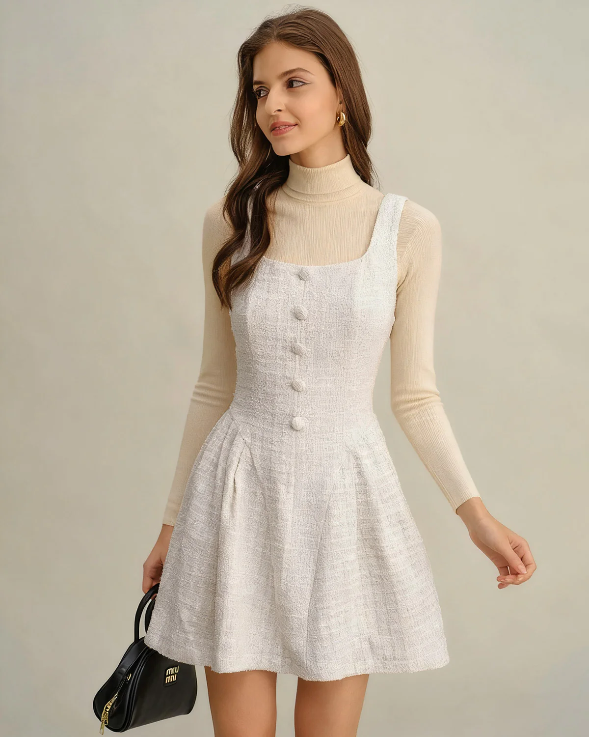 Apricot Textured Sleeveless Mini Dress