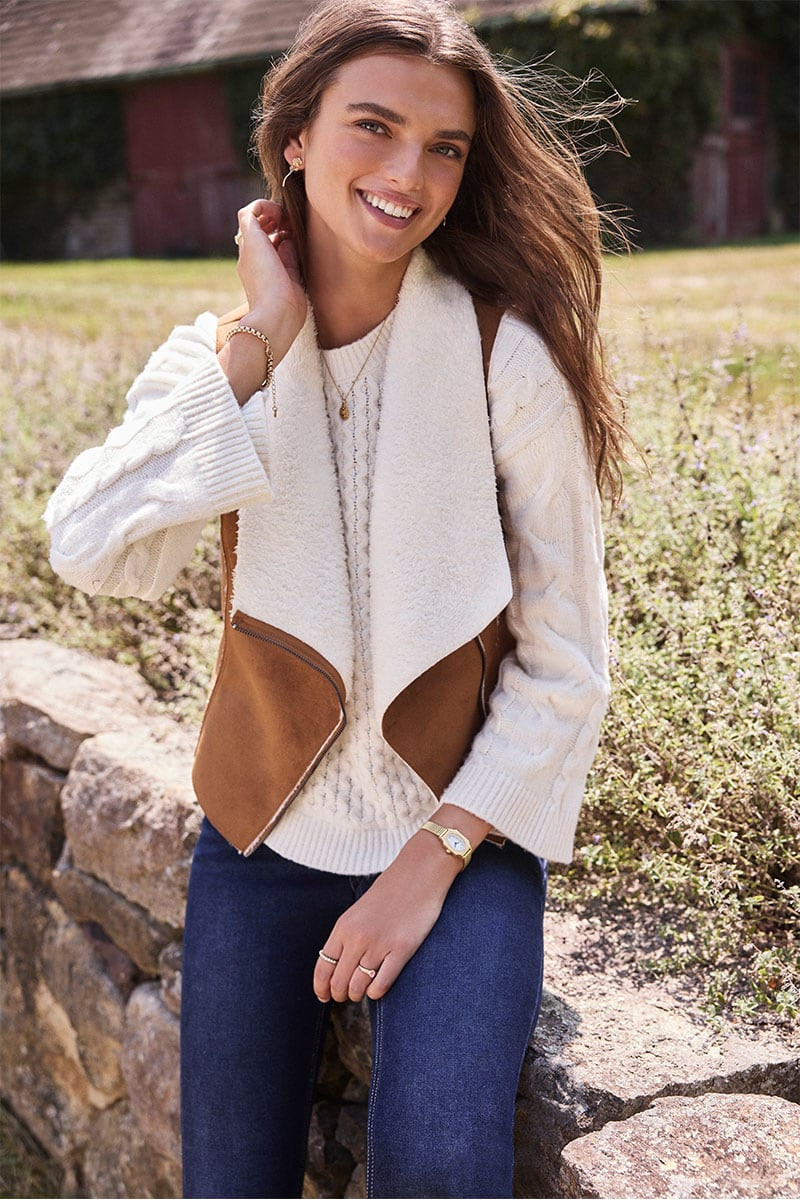 Becky Faux Suede Sherpa Vest