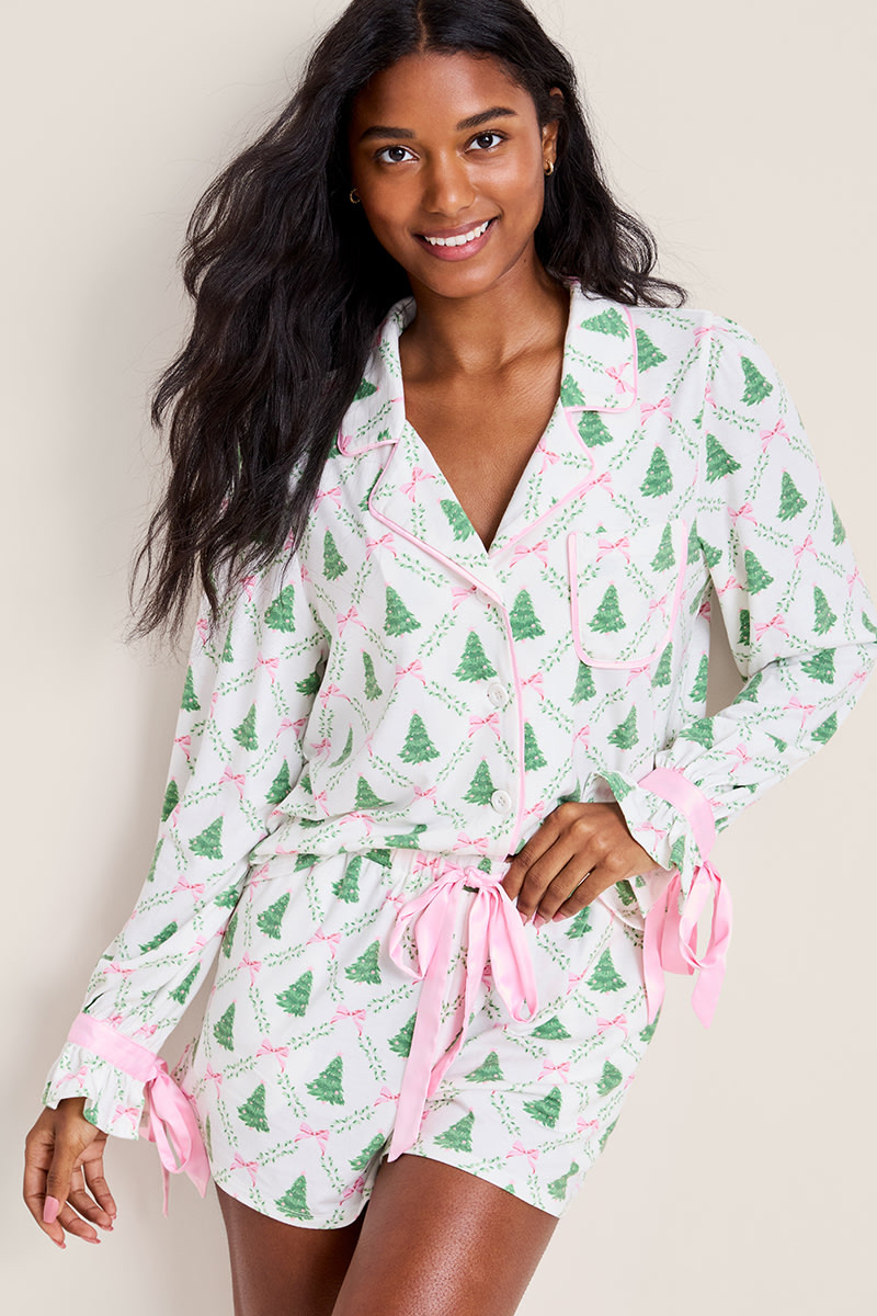 Christmas Trees and Bows Pajama Top