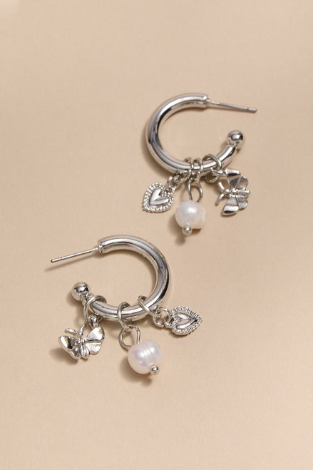 Casey Charm Huggie Hoop Earrings