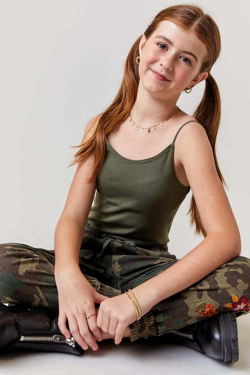 Hello Franki Olive Seamless Double Strap Cami for girls