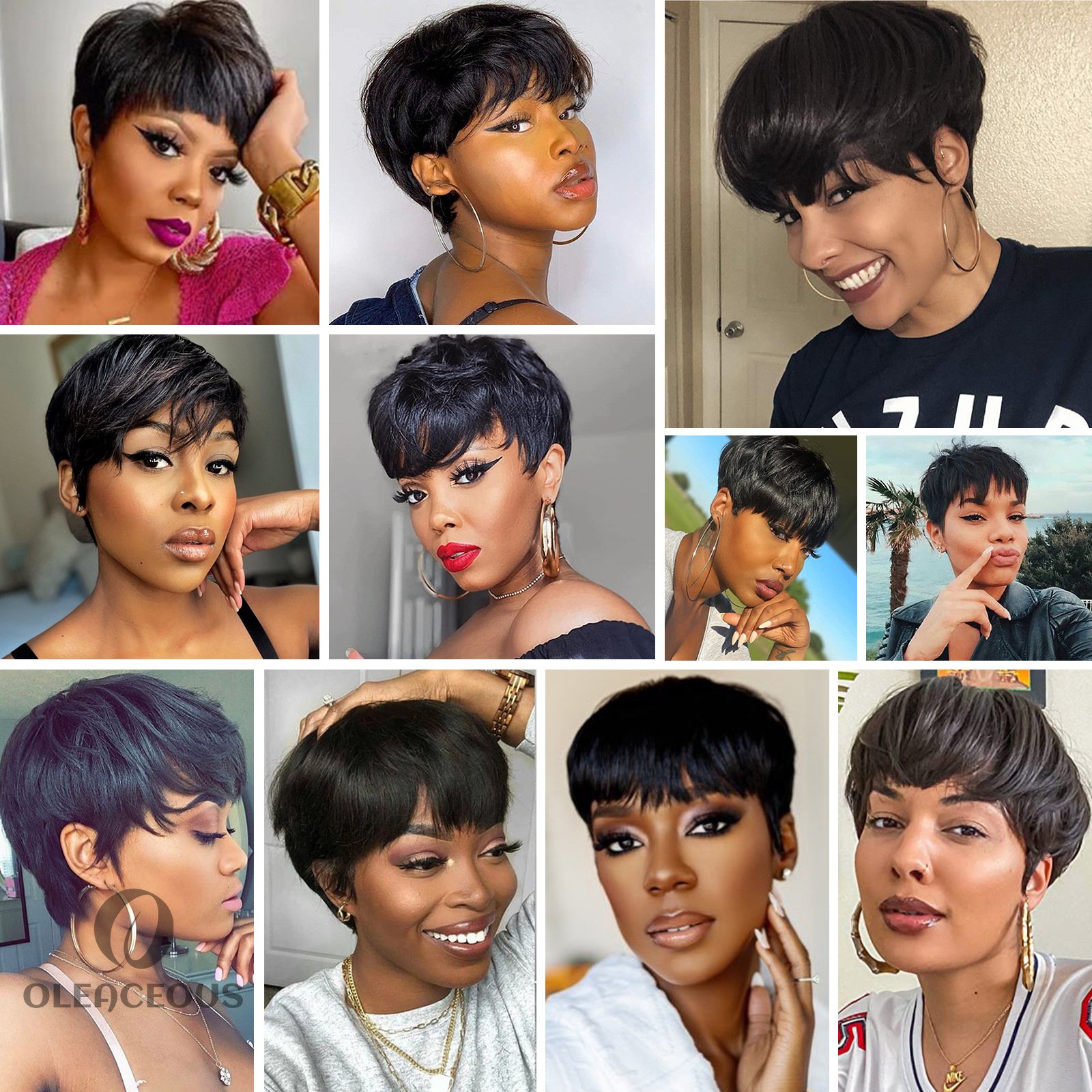 2026 New Fashion Summer Natural Short Pixie Cut Wig with bang