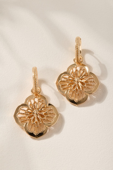 Aubrey Flower Huggie Hoop Earrings