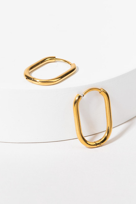 Helen Oblong Stainless Steel Hoop Earrings