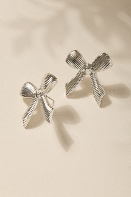 Martha Ribbed Bow Stud Earrings