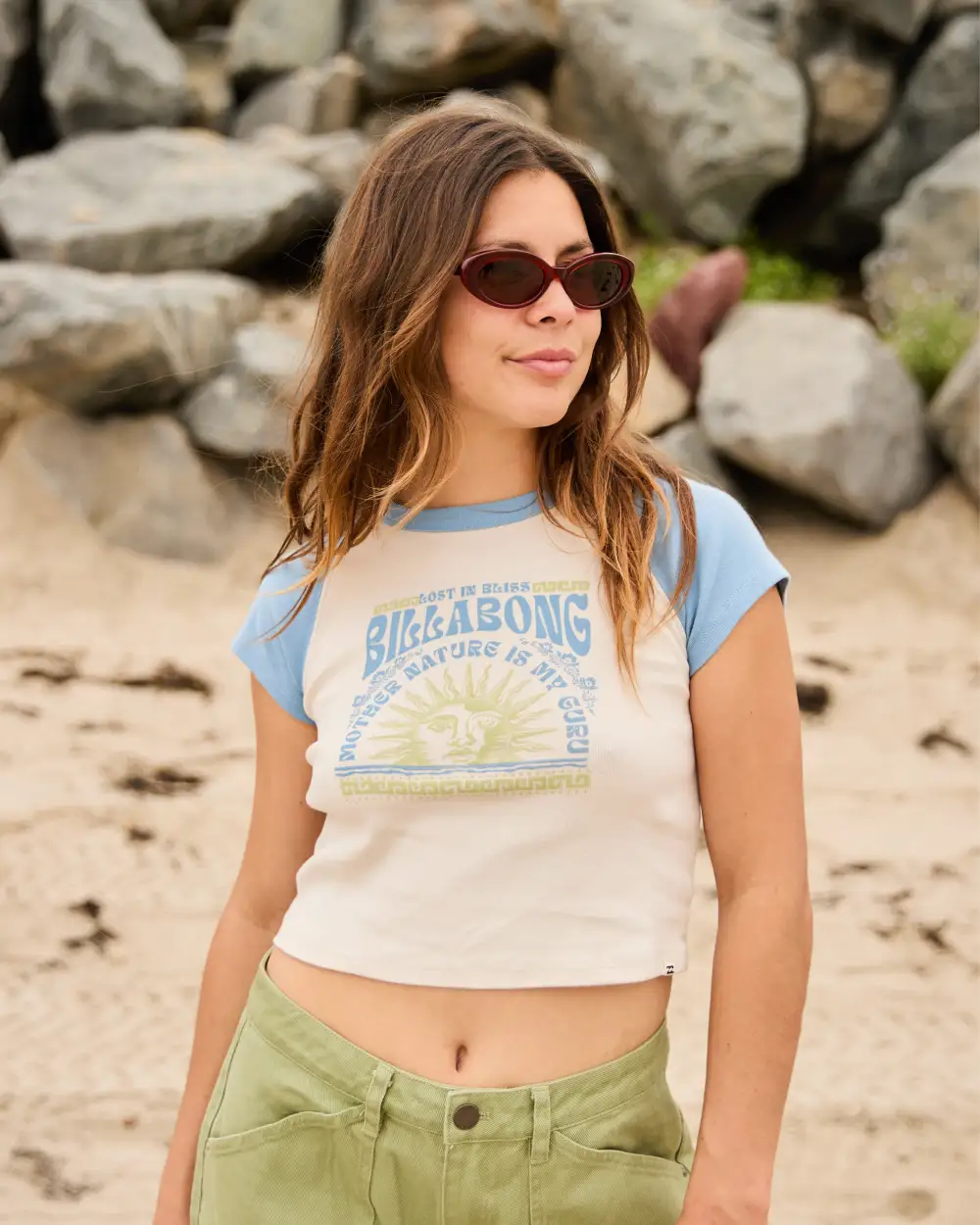 Final inventoryBlissed Cropped Raglan T-Shirt - Blue Shadow