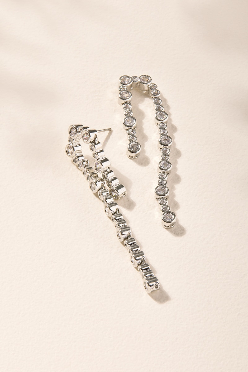 Mia CZ Linear Drop Earrings