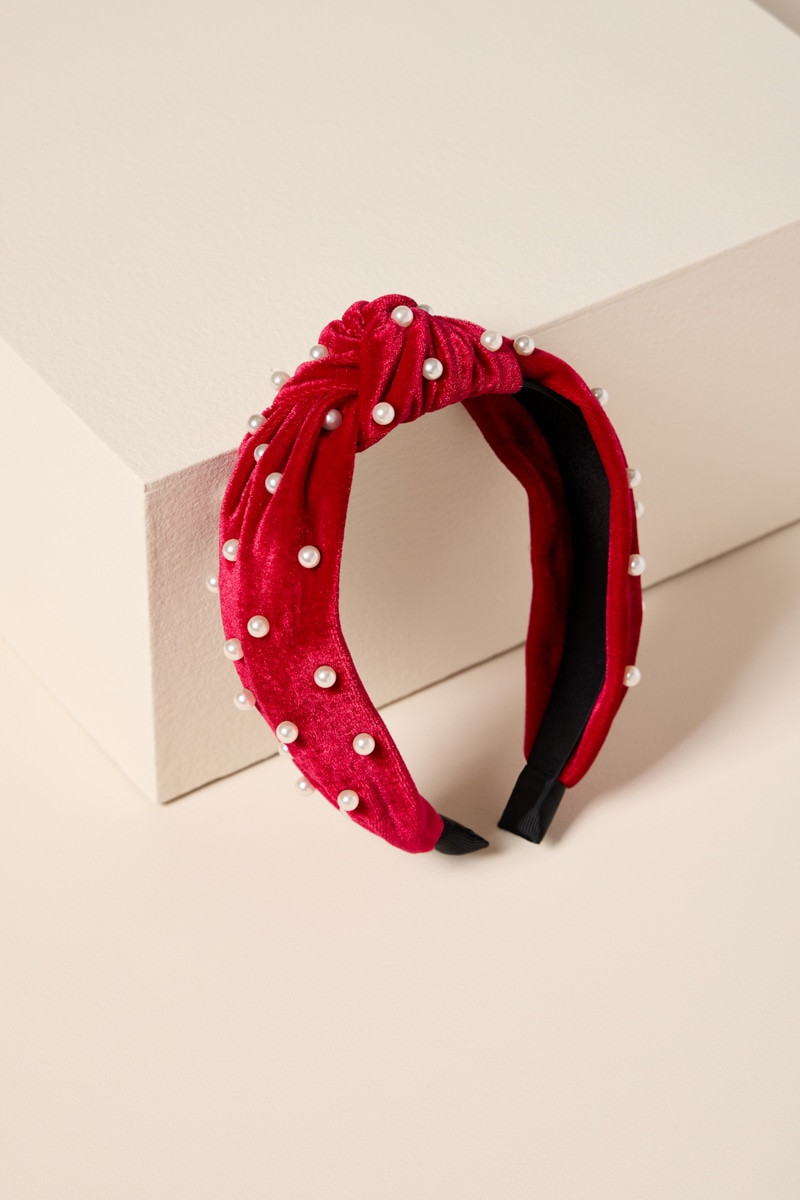 Nina Pearl Top Knot Velvet Headband