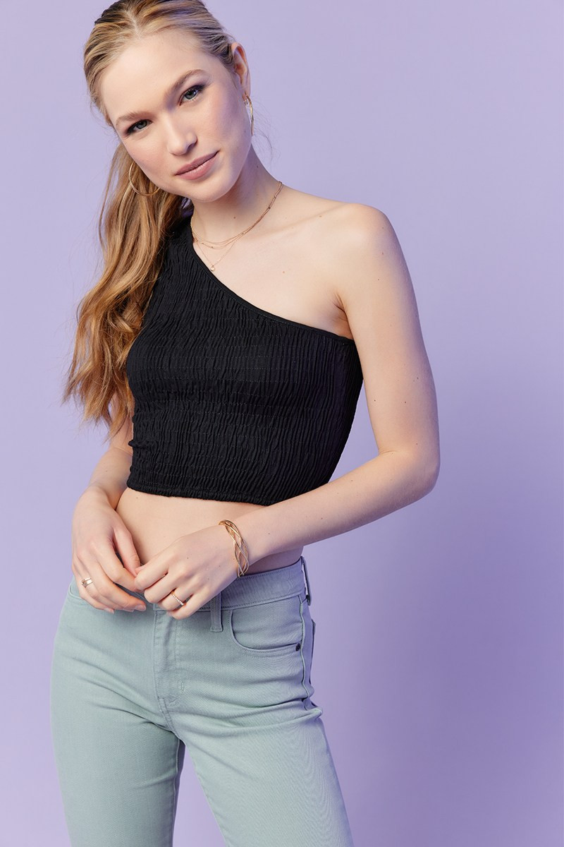 Vivianne Smocked One Shoulder Top