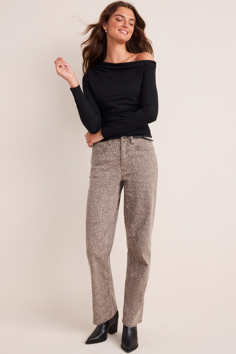 Sonia Leopard Straight Leg Jeans