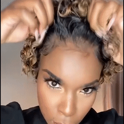 Golden Brown Pixie Cut Curly Hair Short Wig