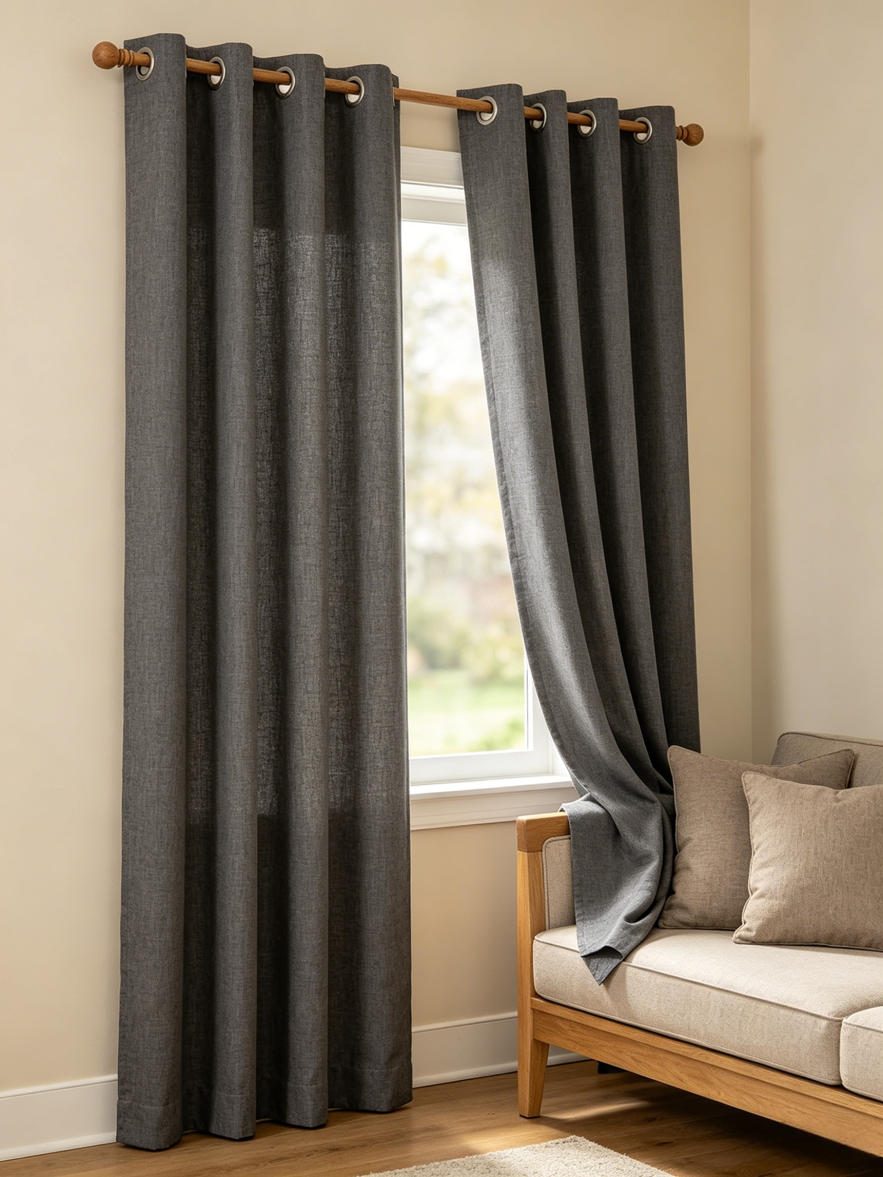 Total Blackout Faux Linen Curtains 2 Panels