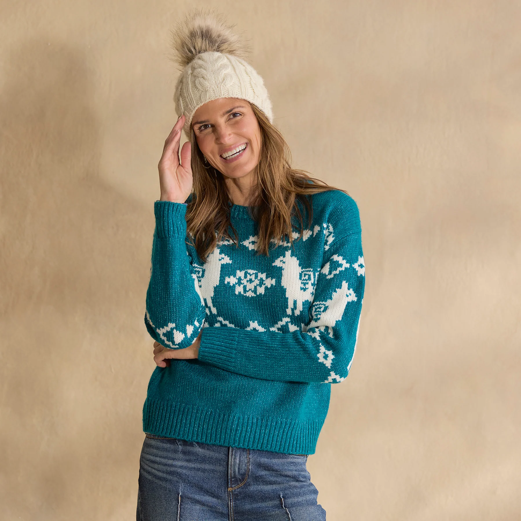 Spirited Llama Sweater, Petite
