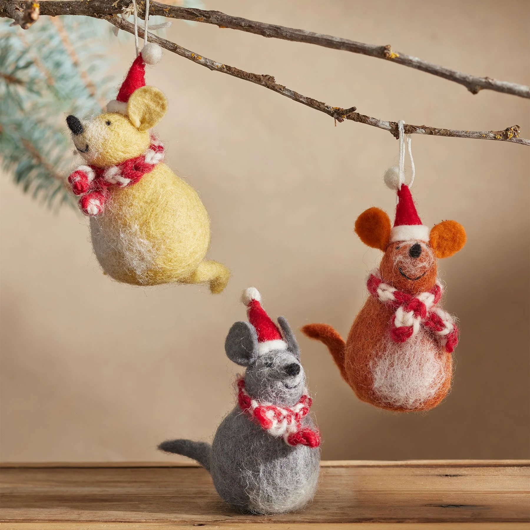 Christmas Mice Ornament Set