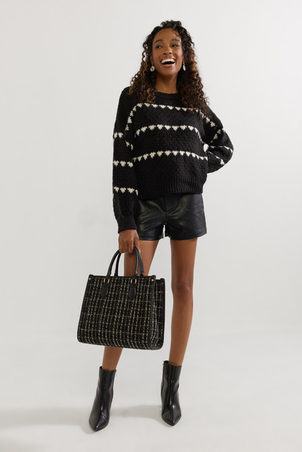 Debbie Heart Striped Pullover Sweater