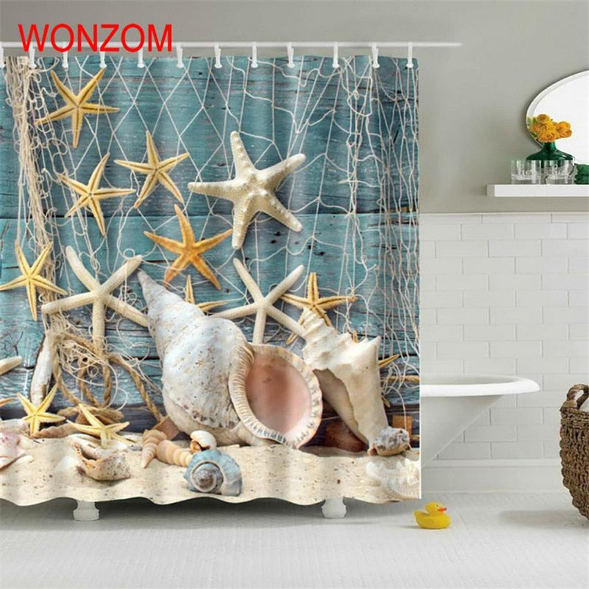 Marine Life Waterproof Shower Curtain Turtle Bathroom Decor Fish Decoration Cortina De Bano 2017 Bath Curtain Gift
