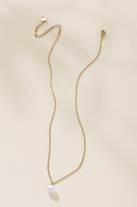 Lora Stainless Steel Pearl Pendant Necklace