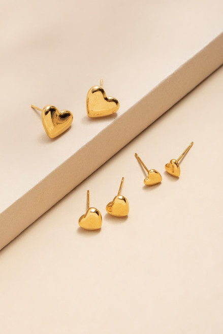 Ellen Stainless Steel Heart Stud Earring Set