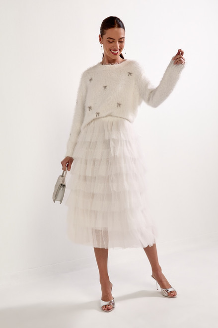 Mary Allover Lace Tiered Midi Skirt