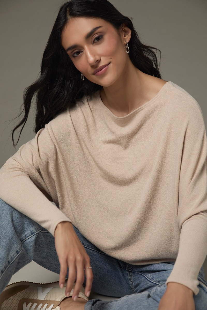 Josie Long Sleeve Dolman Top Taupe