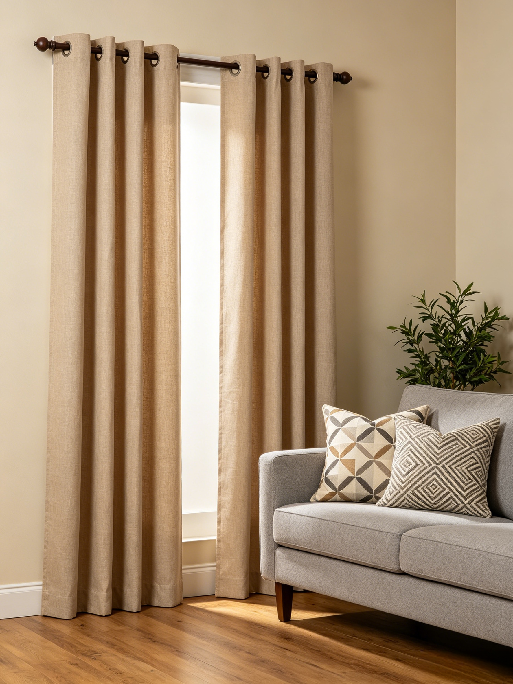 Total Blackout Faux Linen Curtains 2 Panels