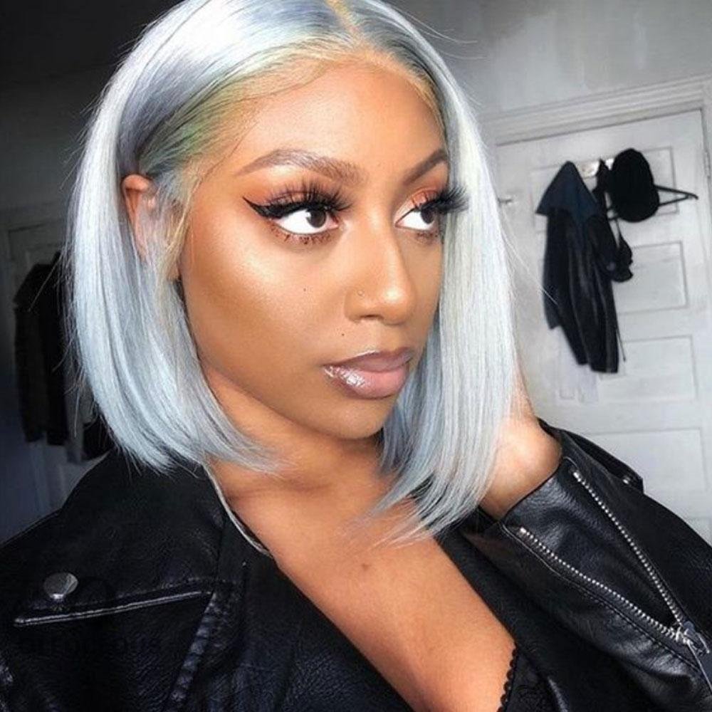 Gray Brazilian Short Straight Hair BOB Wigs Lady Wig