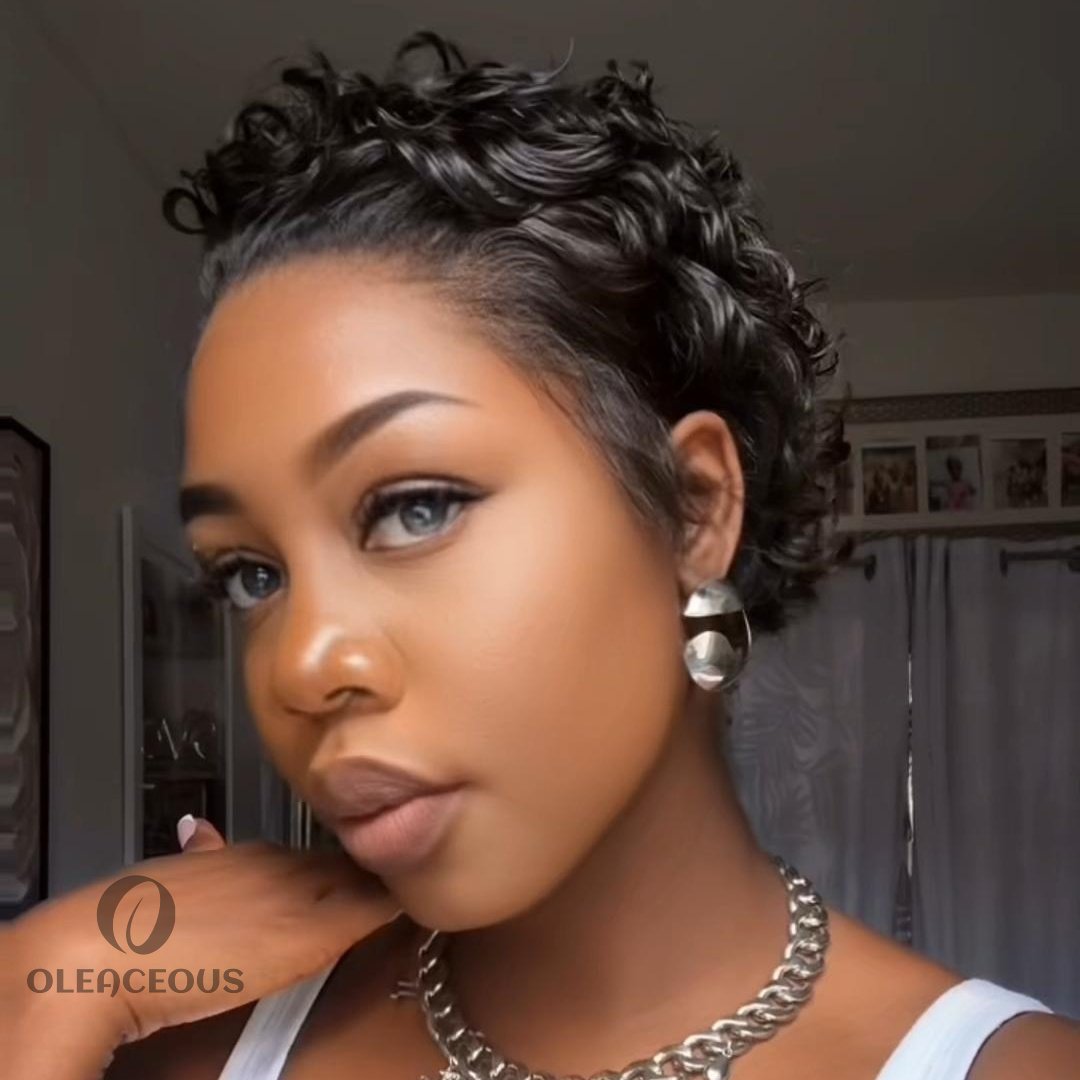 Hot Sale Super Short Pixie Glueless Cut Curly Wig