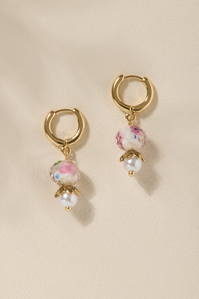 Carol Floral Glass Drop Earrings