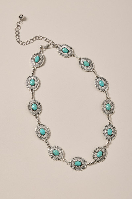 Carol Turquoise Concho Western Chain Belt