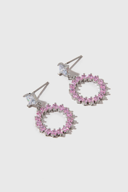 Sally Open Crystal Cluster Circle Drop Earrings