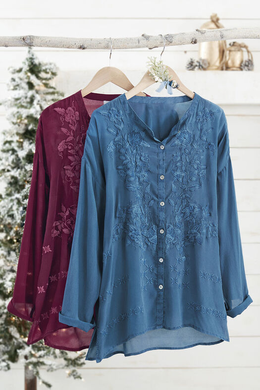 Embroidered Mountain View Blouse