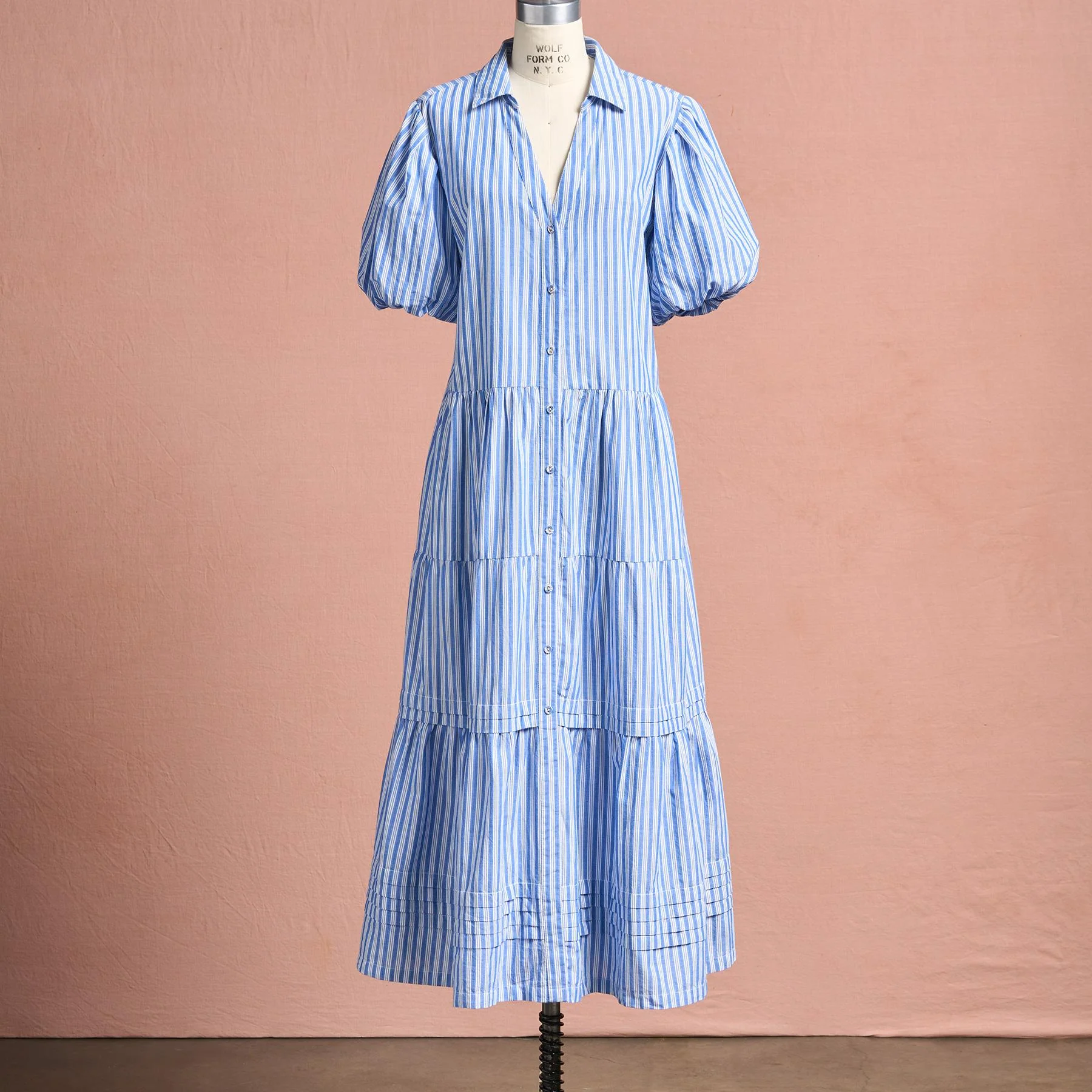 Abrielle Striped Shirt Dress