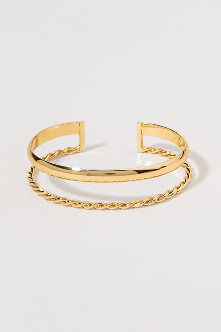 Natasha Dual Design Gold Cuff Bracelet