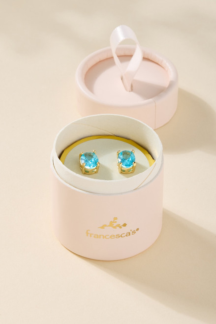 Mona Blue CZ Stud Earring Gift Box