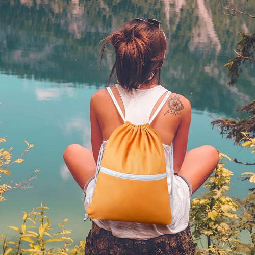 Only-bags.store Rucksack mit Kordelzug Turnbeutel Turnbeutel mit Außentasche Verstellbarer Kordelzug Turnbeutel mit Innentasche für Sport und Reisen