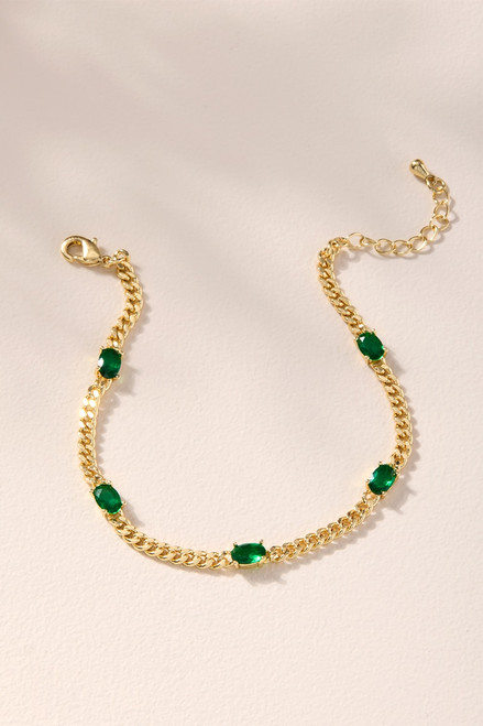 Tracy Emerald Station Chain Bracelet