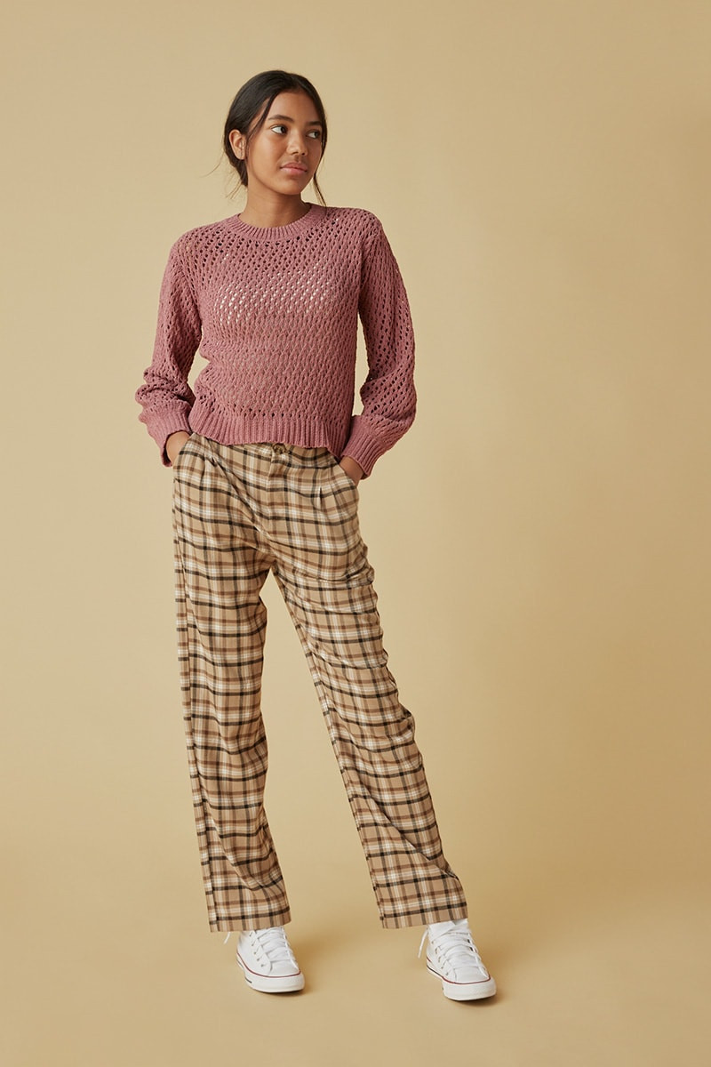 Hello Franki High Rise Wide Leg Plaid for girls