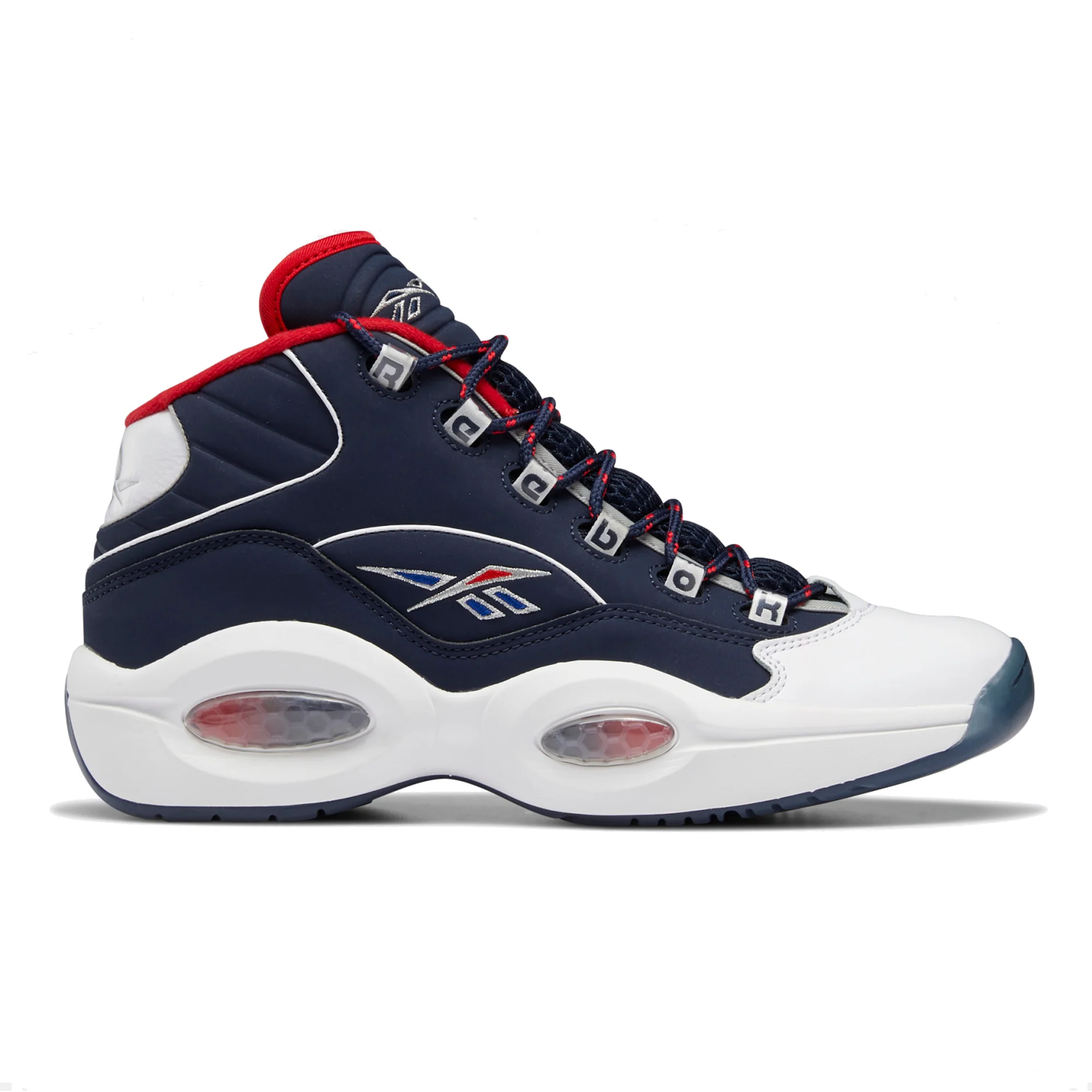 Final inventoryReebok Men's Question Mid Basketball Shoes - Vector Navy / Ftwr White / Vector Red