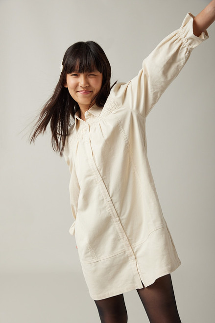 Hello Franki Button Cord Long Sleeve Shirt Dress for girls