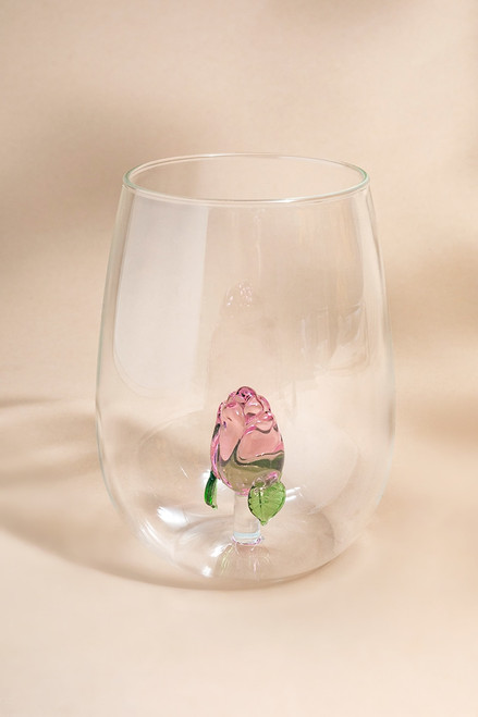 Rose Surprise Stemless Wine Glass