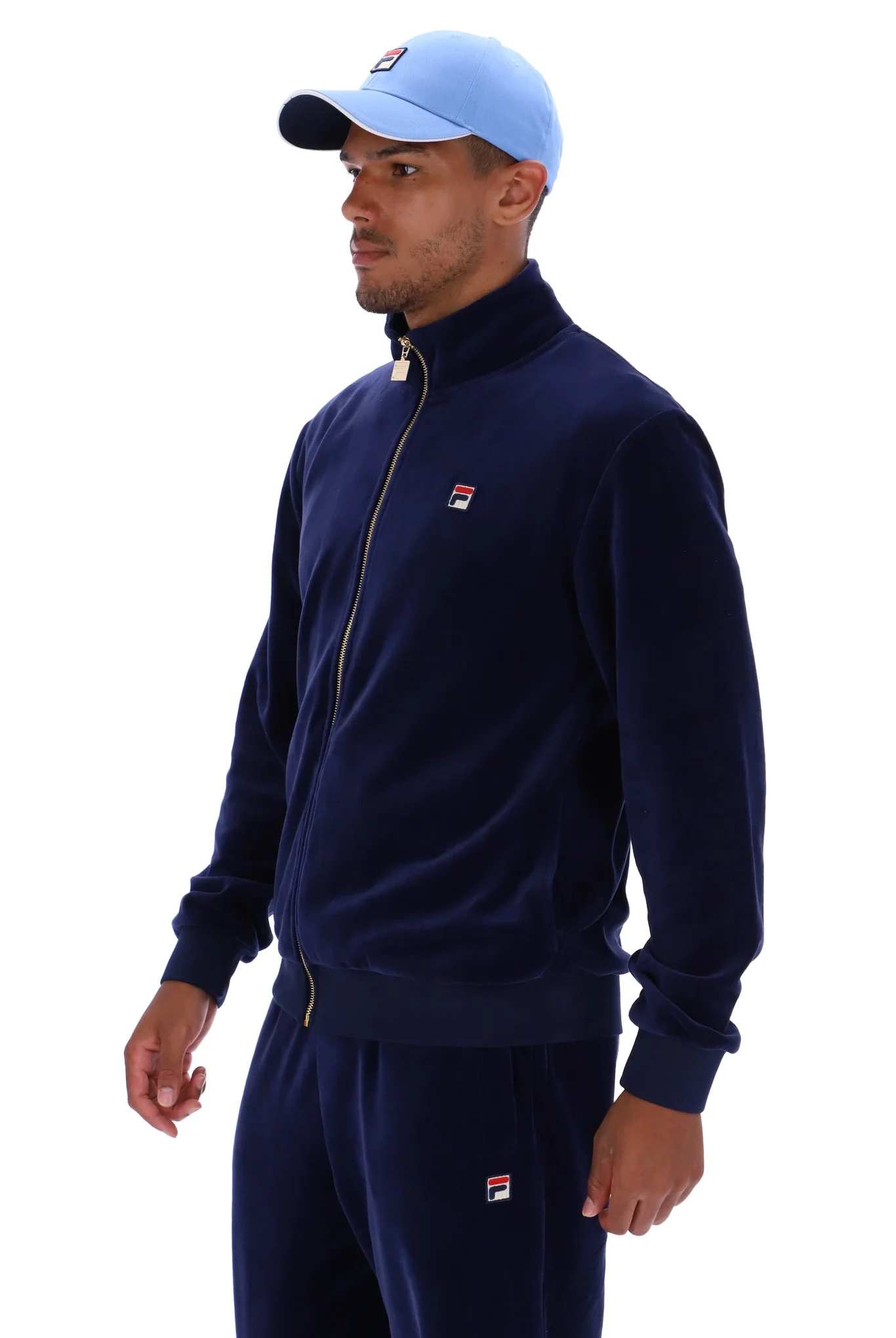 Fila Marc Velour Track Jacket With Gold Trims